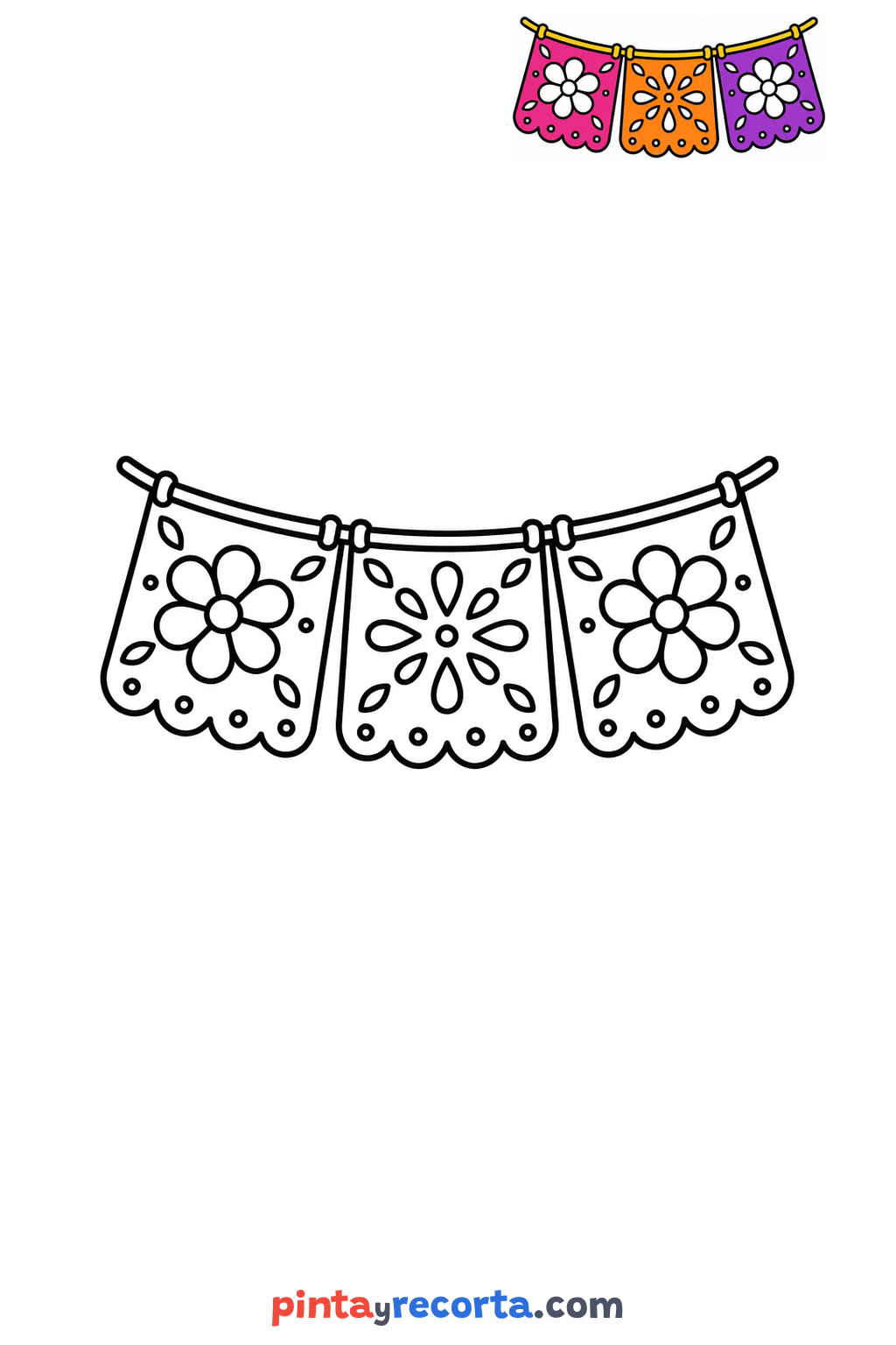 Cut-paper banner coloring pages: free printable drawings | Pinta y Recorta