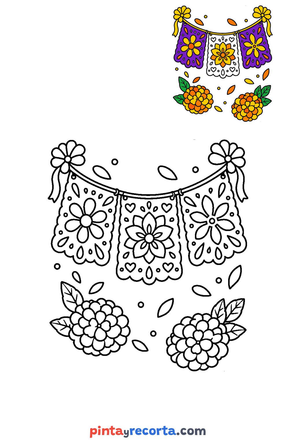 Coloring Drawigs Cut-paper banner coloring pages: free printable drawings | Pinta y Recorta