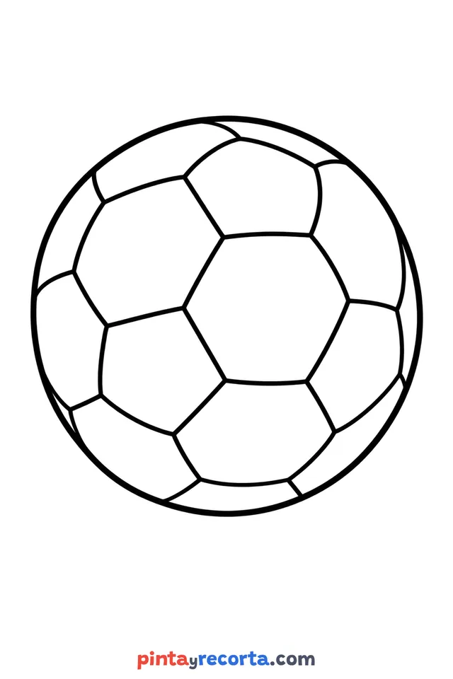Ball coloring page: ball in three-quarter view, easy level with thick outlines and big spaces