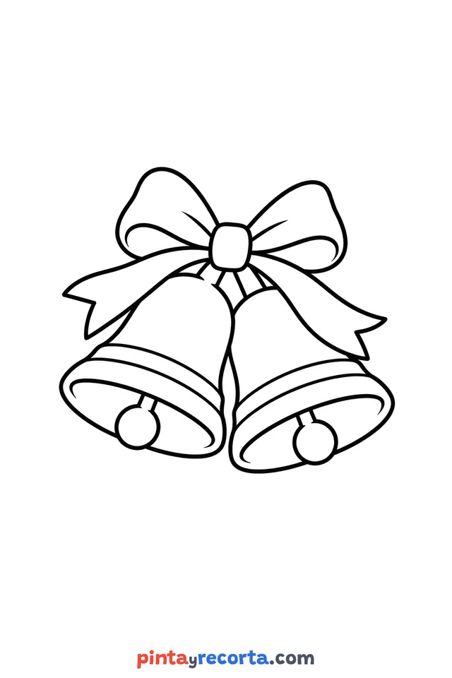 Dibujo de campana de Navidad para colorear, nivel básico con trazos gruesos y áreas grandes