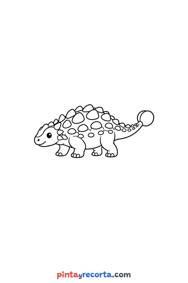 ankylosaurus coloring page, easy level with thick outlines and big spaces