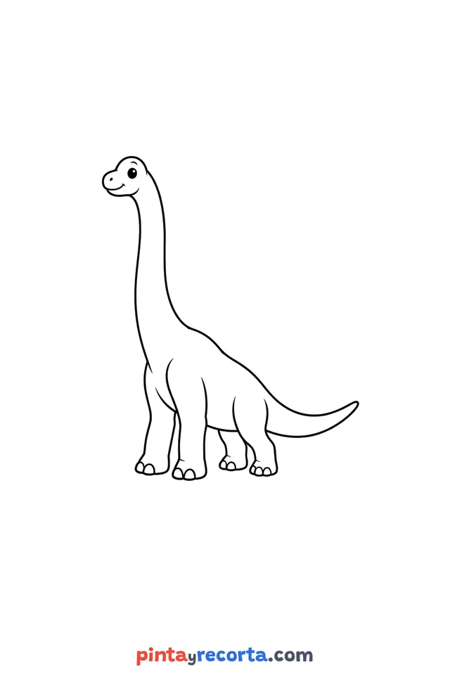 brachiosaurus coloring page, easy level with thick outlines and big spaces