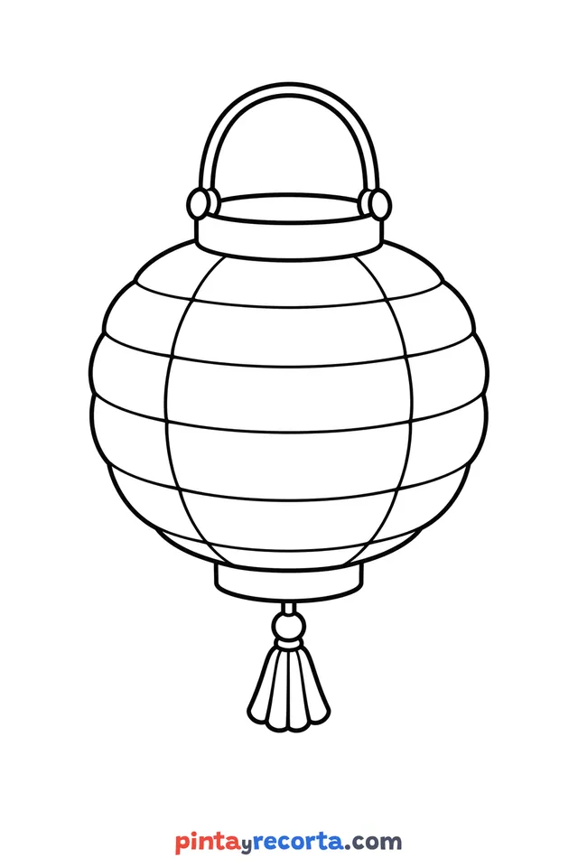 Dibujo de farol de Posadas para colorear, nivel básico con trazos gruesos y áreas grandes
