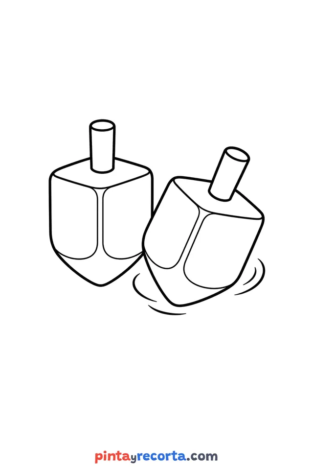 Hanukkah dreidel coloring page, easy level with thick outlines and big spaces
