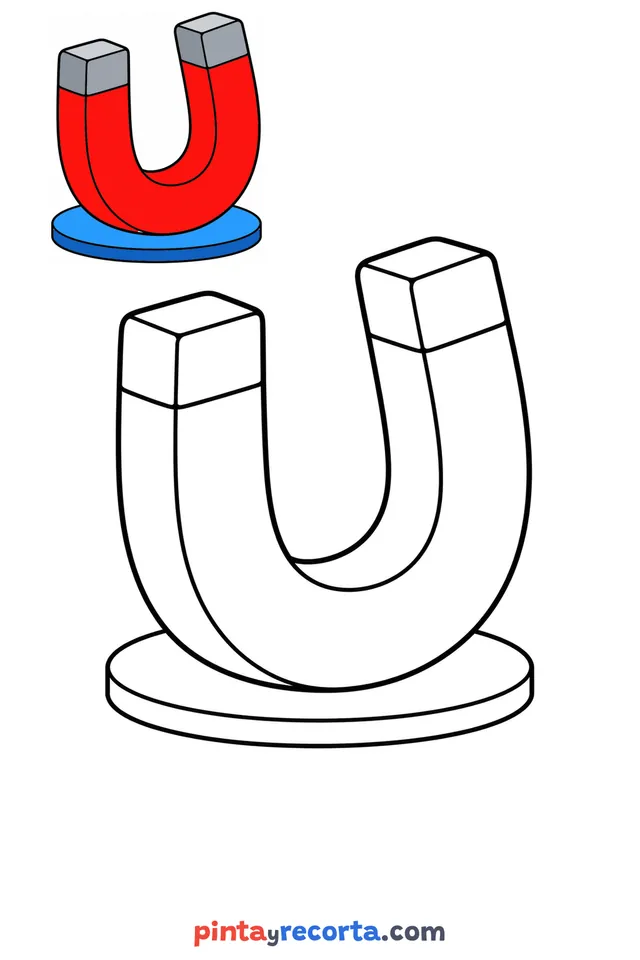 Dibujo de imán para colorear con una guía de color en miniatura, nivel básico