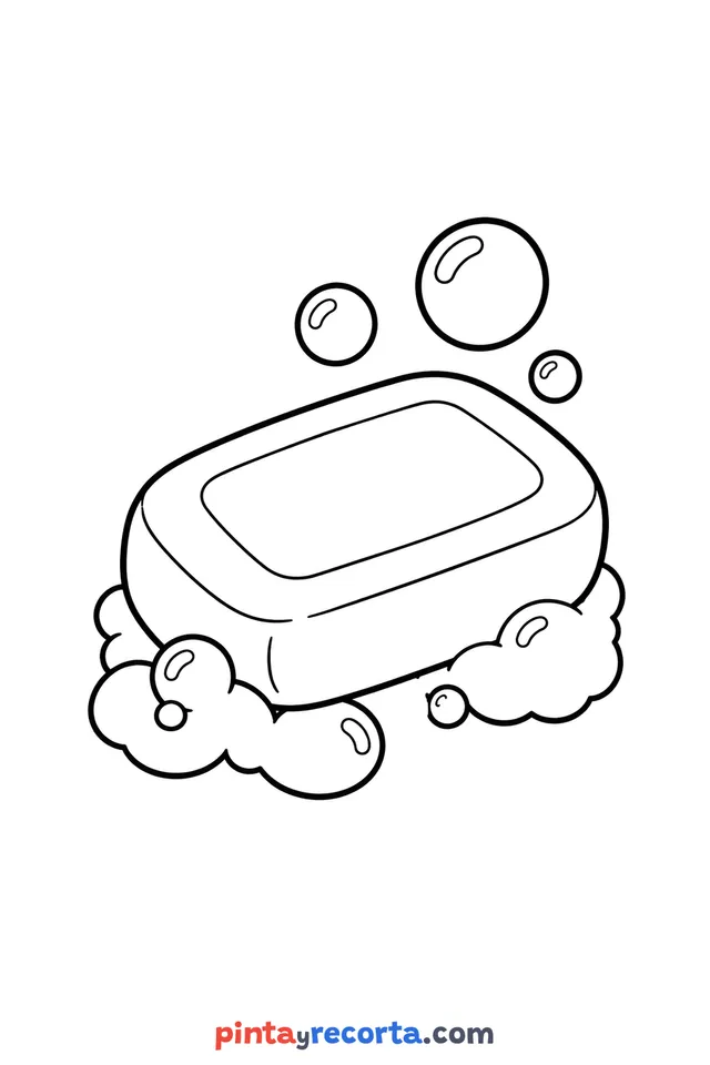 Dibujo de jabón para colorear con su espuma y burbujas, nivel básico con trazos gruesos y áreas grandes