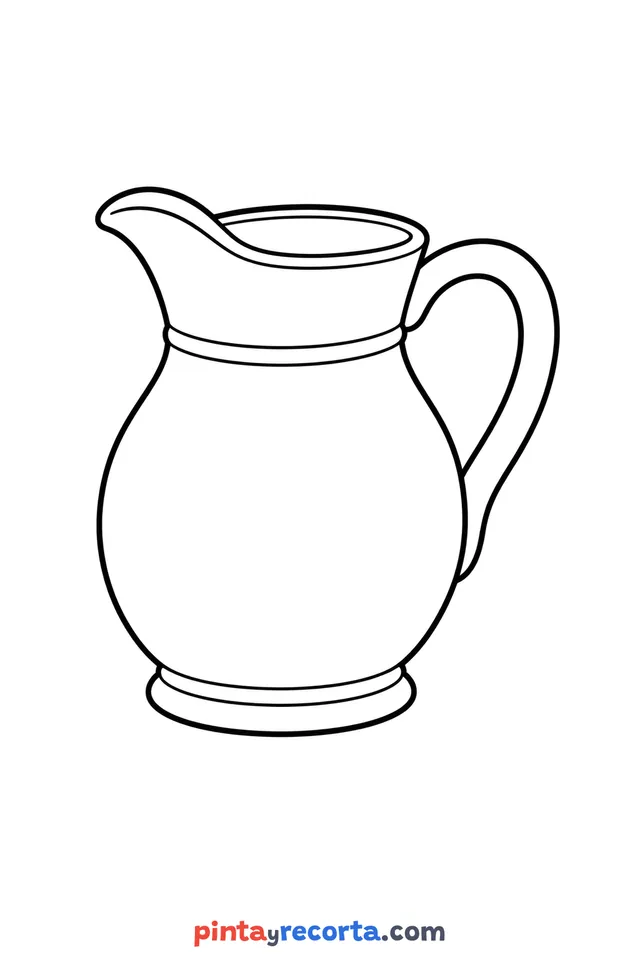 Jar coloring page: with a handle and a spout for pouring, easy level with thick outlines and big spaces