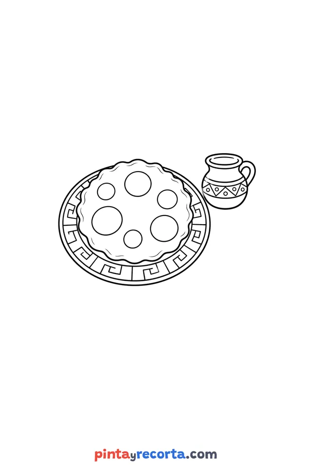 Las Posadas buñuelo coloring page, easy level with thick outlines and big spaces