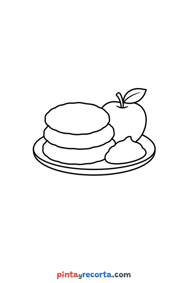 Dibujo de latkes de Janucá para colorear, nivel básico con trazos gruesos y áreas grandes