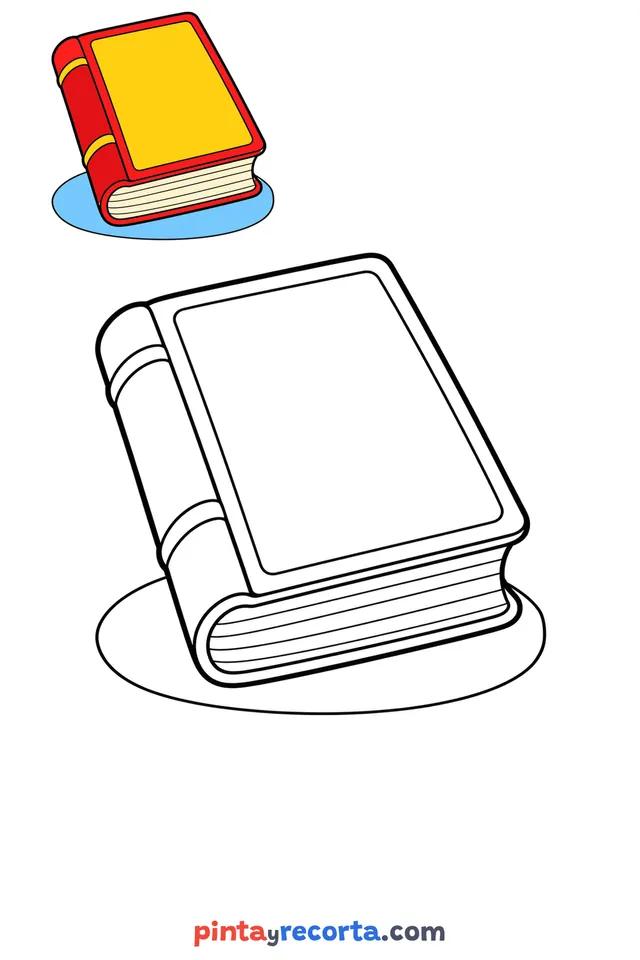 Dibujo de libro para colorear con una guía de color en miniatura, nivel básico