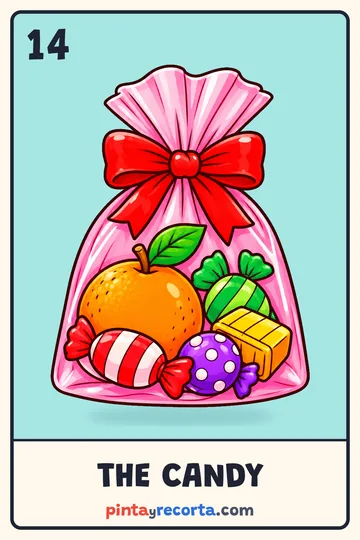 Candy card from the Christmas Lotería