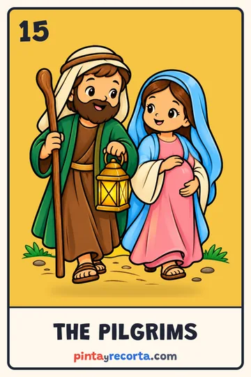 Pilgrims card from the Christmas Lotería