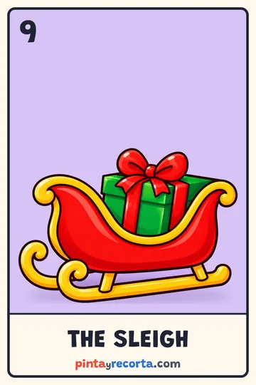 Sleigh card from the Christmas Lotería