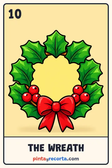 Wreath card from the Christmas Lotería