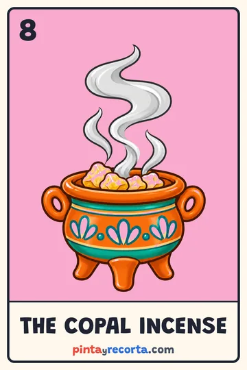 Copal Incense card from the Day of the Dead Lotería