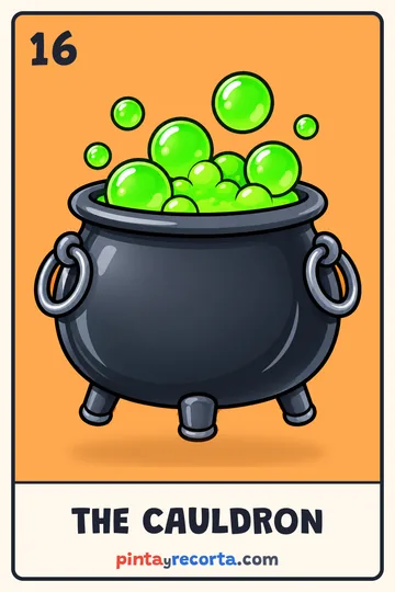 Cauldron card from the Halloween Lotería