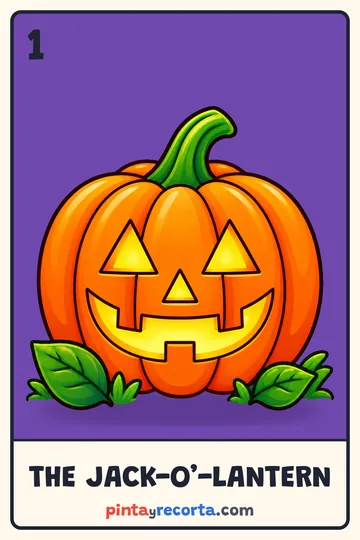 Jack-o’-Lantern card from the Halloween Lotería