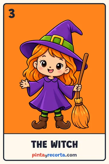 Witch card from the Halloween Lotería