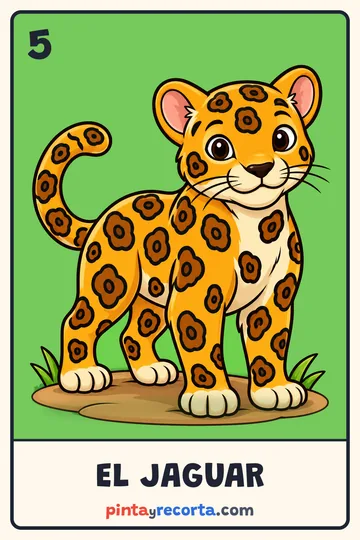 Carta del jaguar de la lotería de animales de México