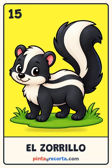 Carta del zorrillo de la lotería de animales de México