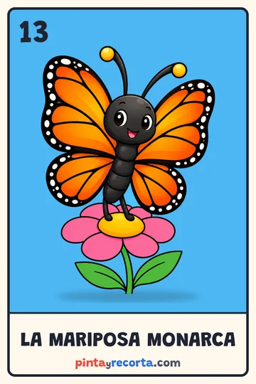 Carta de la mariposa monarca de la lotería de animales de México