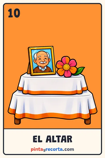 Carta del altar de la lotería de Día de Muertos