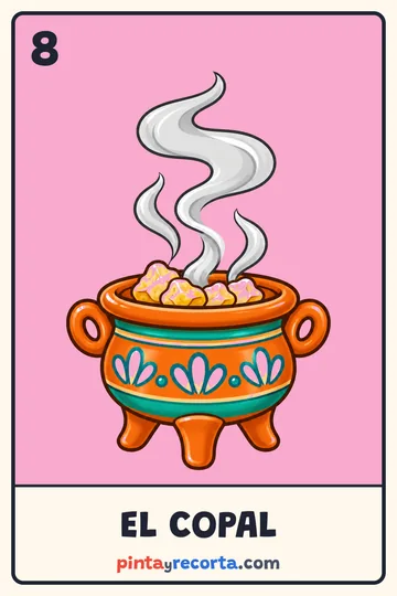 Carta del copal de la lotería de Día de Muertos