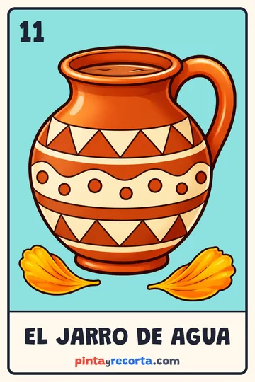Carta del jarro de agua de la lotería de Día de Muertos
