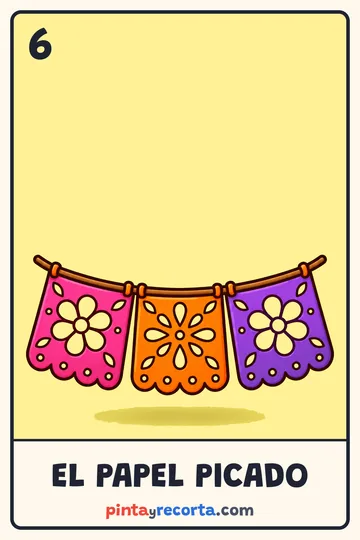Carta del papel picado de la lotería de Día de Muertos