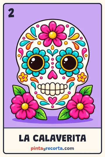 Carta de la calaverita de la lotería de Día de Muertos