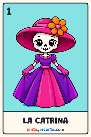 Carta de la catrina de la lotería de Día de Muertos