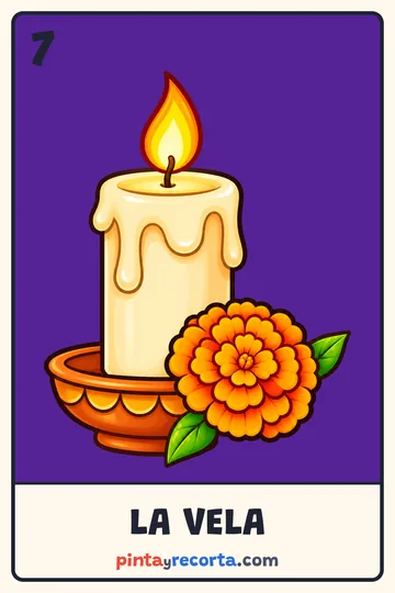 Carta de la vela de la lotería de Día de Muertos