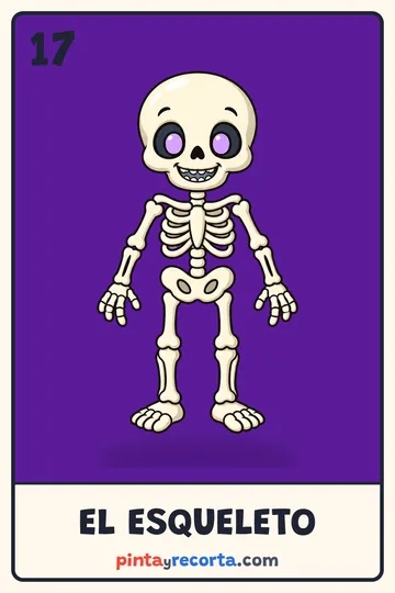 Carta del esqueleto de la lotería de Halloween