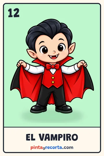 Carta del vampiro de la lotería de Halloween