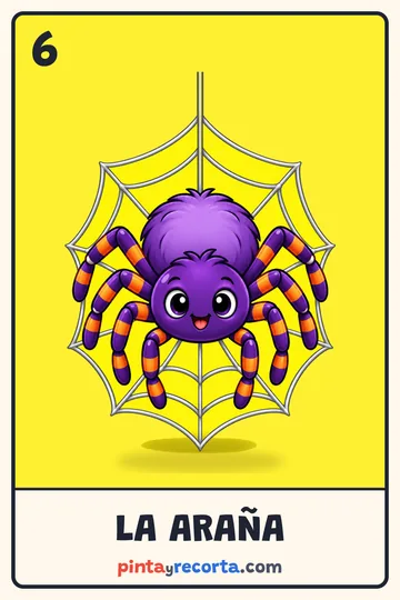 Carta de la araña de la lotería de Halloween