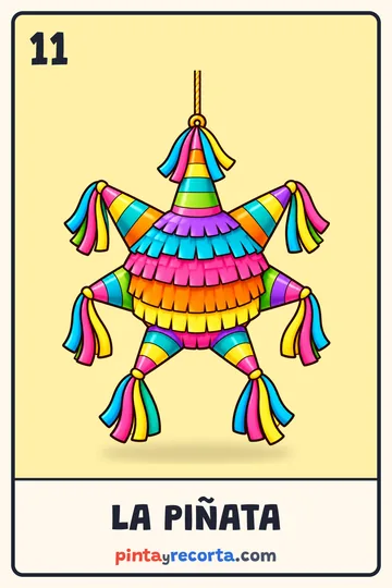 Carta de la piñata de la lotería navideña