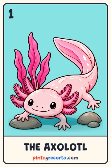 Axolotl card from the Mexican Animals Lotería