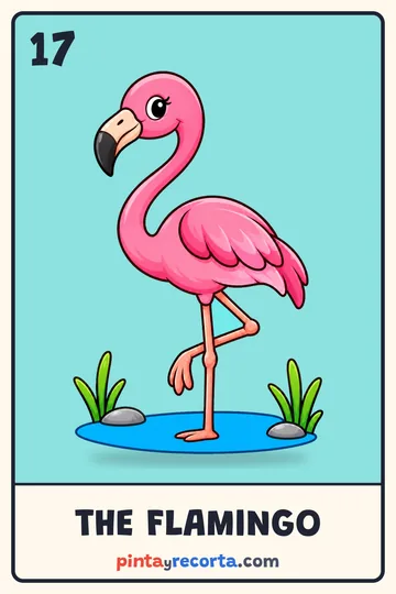 Flamingo card from the Mexican Animals Lotería