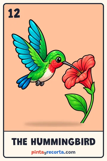 Hummingbird card from the Mexican Animals Lotería