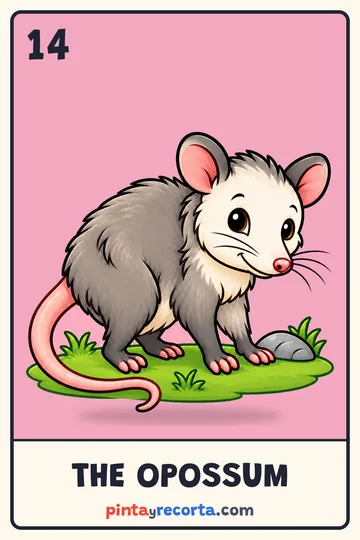 Opossum card from the Mexican Animals Lotería