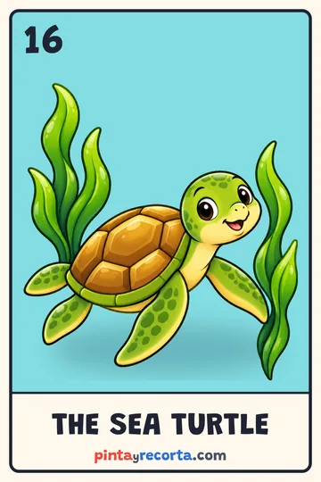 Sea Turtle card from the Mexican Animals Lotería
