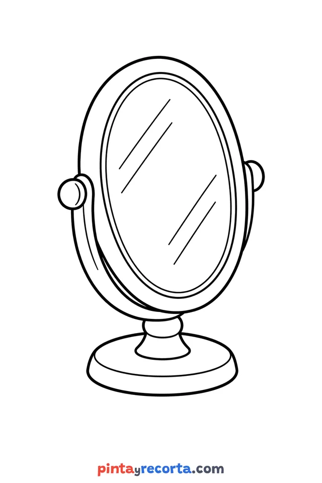 Mirror coloring page: in three-quarter view, easy level with thick outlines and big spaces