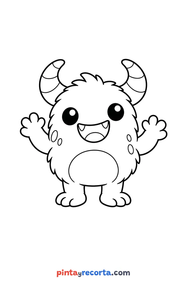 Dibujo de monstruo de Halloween para colorear, nivel básico con trazos gruesos y áreas grandes