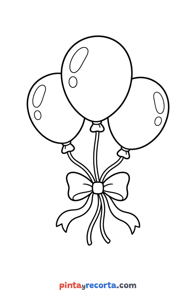 New Year balloons coloring page, easy level with thick outlines and big spaces