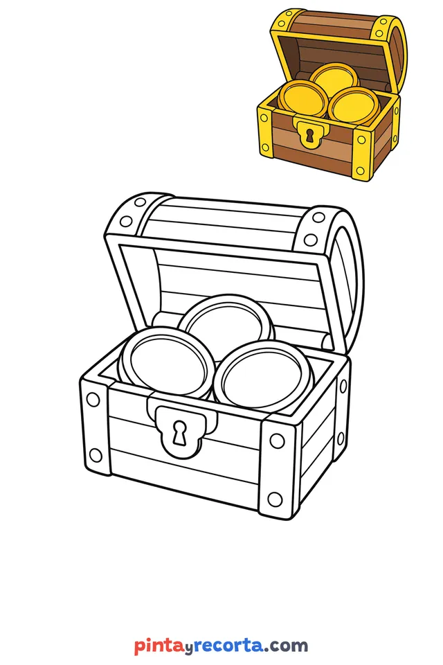 Dibujo de oro para colorear con una guía de color en miniatura, nivel básico