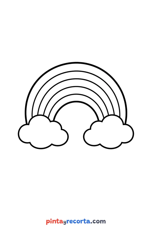 Rainbow coloring page: as the star of the page, easy level with thick outlines and big spaces