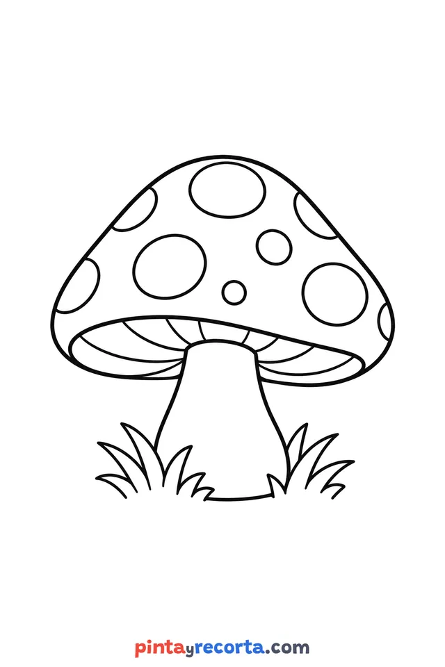Dibujo de seta de otoño para colorear, nivel básico con trazos gruesos y áreas grandes