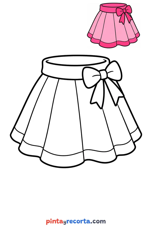 Skirt coloring page with a small color guide, easy level