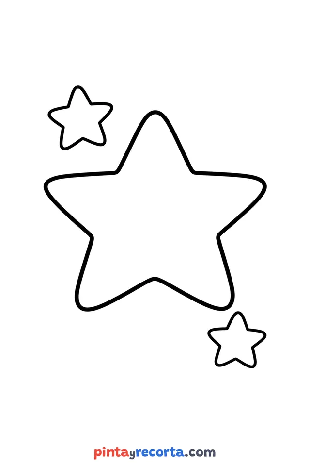Star coloring page: as the star of the page, easy level with thick outlines and big spaces