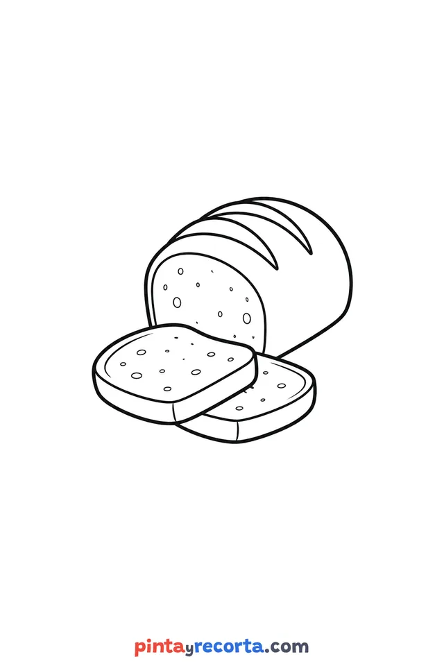 Thanksgiving bread coloring page, easy level with thick outlines and big spaces